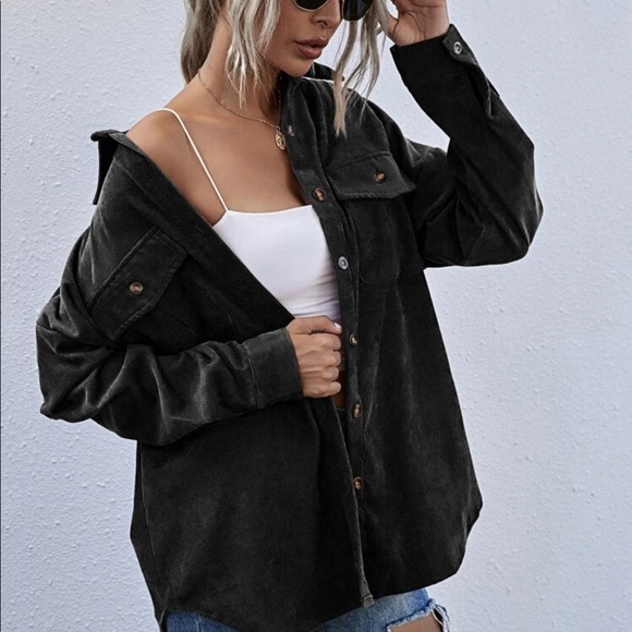 Corduroy Boyfriend fit oversized shacket jacket - Picture 6 of 9